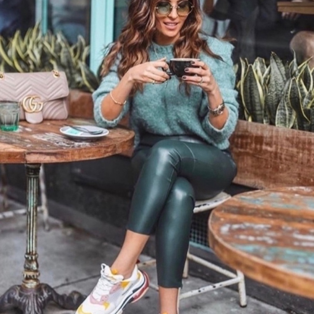 ZARA GREEN LEATHER LEGGING - Picture 3 of 7